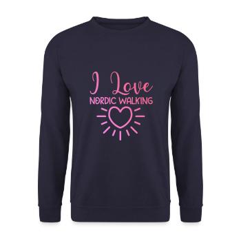 J’adore la marche nordique - Sweat-shirt Unisexe - marine - Devant - Alina (178cm) & Michal (187cm)