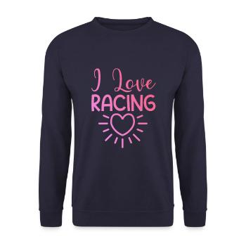 Ich liebe Rennen - Unisex Pullover - Navy - Vorne - Alina (178cm) & Michal (187cm)