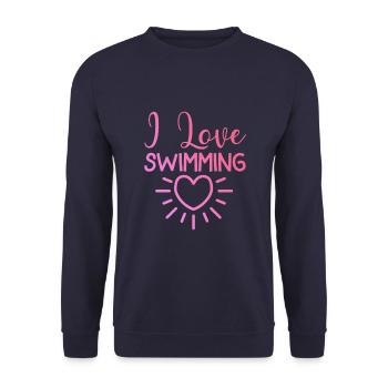 Ich liebe Schwimmen - Unisex Pullover - Navy - Vorne - Alina (178cm) & Michal (187cm)