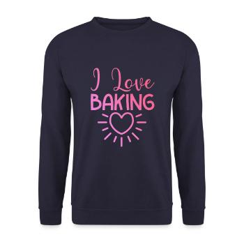 I love baking - Unisex Sweatshirt - navy - Front - Alina (178cm) & Michal (187cm)
