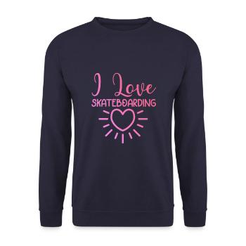 Ich Liebe Skateboard - Unisex Pullover - Navy - Vorne - Alina (178cm) & Michal (187cm)