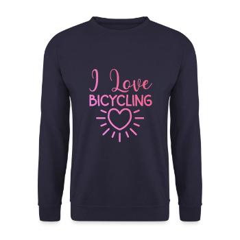 I love cycling - Unisex Sweatshirt - navy - Front - Alina (178cm) & Michal (187cm)