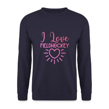 Ich liebe Fieldhockey - Unisex Pullover - Navy - Vorne - Alina (178cm) & Michal (187cm)