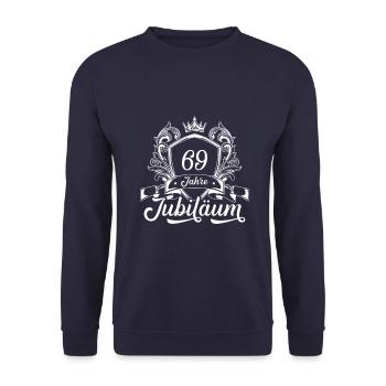 69 Zahl Kranz - Unisex Pullover - Navy - Vorne - Alina (178cm) & Michal (187cm)