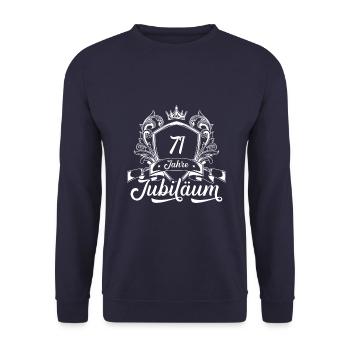 71 Zahl Kranz - Unisex Pullover - Navy - Vorne - Alina (178cm) & Michal (187cm)