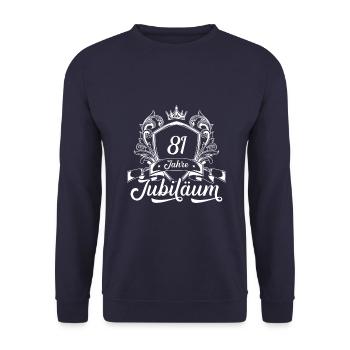 81 Zahl Kranz - Unisex Pullover - Navy - Vorne - Alina (178cm) & Michal (187cm)