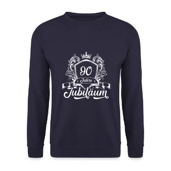 90 Zahl Kranz - Unisex Pullover - Navy - Vorne - Alina (178cm) & Michal (187cm)