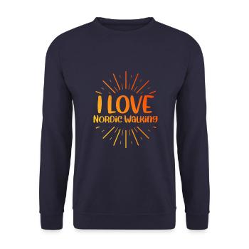 J’adore la marche nordique - Sweat-shirt Unisexe - marine - Devant - Alina (178cm) & Michal (187cm)