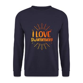 Ich liebe Schwimmen - Unisex Pullover - Navy - Vorne - Alina (178cm) & Michal (187cm)