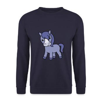 Pferd Comic Tier - Unisex Pullover - Navy - Vorne - Alina (178cm) & Michal (187cm)