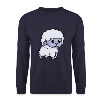Schaf Comic Tier - Unisex Pullover - Navy - Vorne - Alina (178cm) & Michal (187cm)