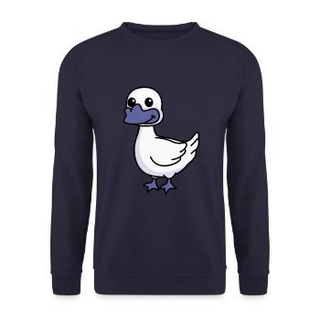Gans Comic Tier - Unisex Pullover - Navy - Vorne - Alina (178cm) & Michal (187cm)