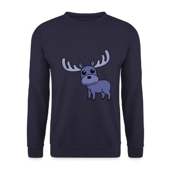 Elch Comic Tier - Unisex Pullover - Navy - Vorne - Alina (178cm) & Michal (187cm)