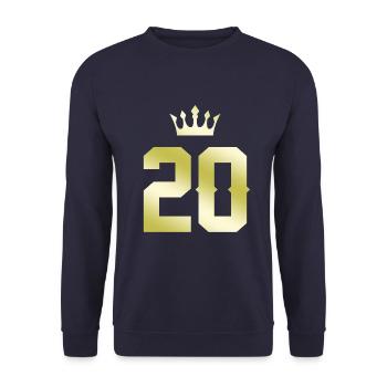 20 Zahl Krone - Unisex Pullover - Navy - Vorne - Alina (178cm) & Michal (187cm)