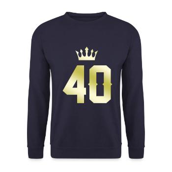 40 Zahl Krone - Unisex Pullover - Navy - Vorne - Alina (178cm) & Michal (187cm)