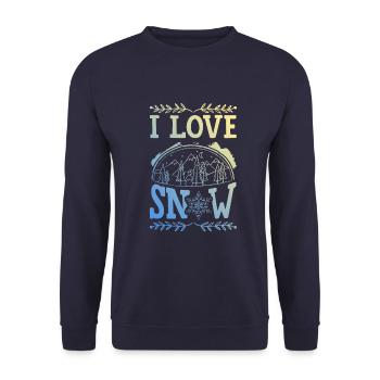 J’aime la neige - Sweat-shirt Unisexe - marine - Devant - Alina (178cm) & Michal (187cm)