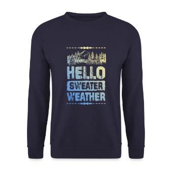 Hello Sweater Weather - Unisex Pullover - Navy - Vorne - Alina (178cm) & Michal (187cm)