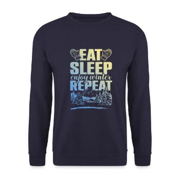 Manger Dormir profiter de Winter Repeat - Sweat-shirt Unisexe - marine - Devant - Alina (178cm) & Michal (187cm)