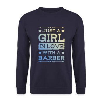 Girl in love with a Barber - Unisex Sweatshirt - navy - Front - Alina (178cm) & Michal (187cm)