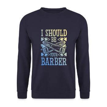 Barber friseur - Unisex Pullover - Navy - Vorne - Alina (178cm) & Michal (187cm)