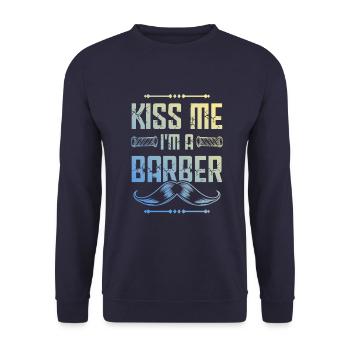 Kiss me Barber - Unisex Sweatshirt - navy - Front - Alina (178cm) & Michal (187cm)