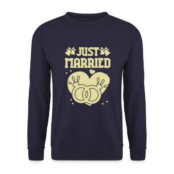 Just Married - Unisex Sweatshirt - navy - Front - Alina (178cm) & Michal (187cm)