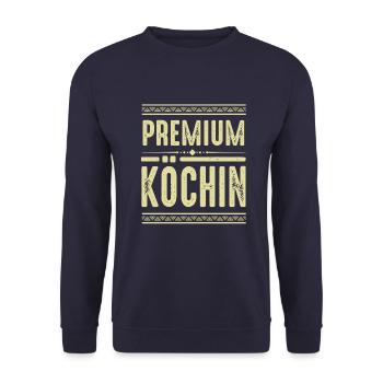 Premium Köchin - Unisex Pullover - Navy - Vorne - Alina (178cm) & Michal (187cm)