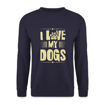J’aime mes chiens - Sweat-shirt Unisexe - marine - Devant - Alina (178cm) & Michal (187cm)