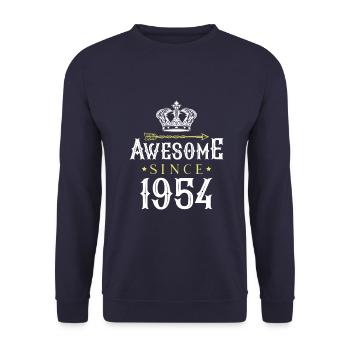 Awesome Since (1954) - Unisex Sweatshirt - navy - Front - Alina (178cm) & Michal (187cm)