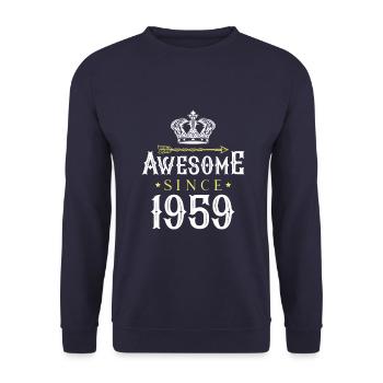 Awesome Since (1959) - Unisex Sweatshirt - navy - Front - Alina (178cm) & Michal (187cm)