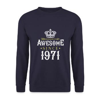 Awesome Since (1971) - Unisex Sweatshirt - navy - Front - Alina (178cm) & Michal (187cm)