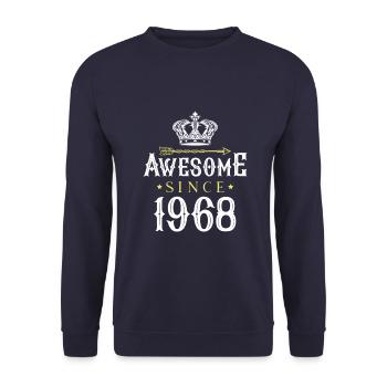 1968 awesome since - Unisex Pullover - Navy - Vorne - Alina (178cm) & Michal (187cm)