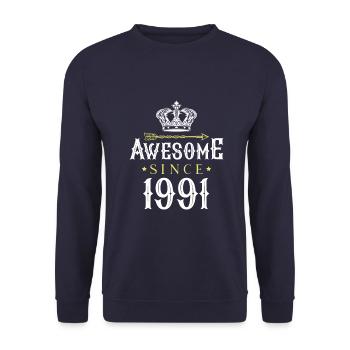 1991 awesome since - Unisex Pullover - Navy - Vorne - Alina (178cm) & Michal (187cm)