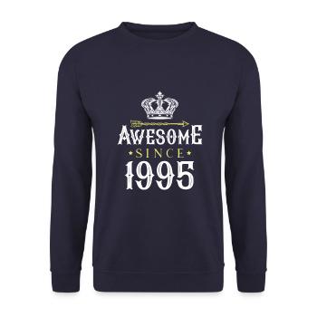 1995 awesome since - Unisex Pullover - Navy - Vorne - Alina (178cm) & Michal (187cm)