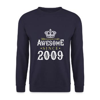 2009 awesome since - Unisex Sweatshirt - navy - Front - Alina (178cm) & Michal (187cm)