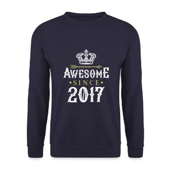 2017 awesome since - Unisex Sweatshirt - navy - Front - Alina (178cm) & Michal (187cm)