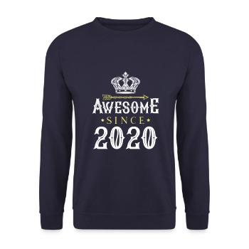 2020 awesome since - Unisex Sweatshirt - navy - Front - Alina (178cm) & Michal (187cm)
