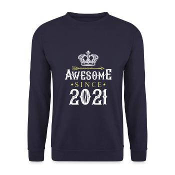 2021 awesome since - Unisex Pullover - Navy - Vorne - Alina (178cm) & Michal (187cm)