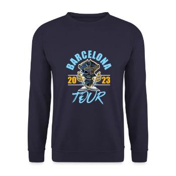Barcelona 2023 Skeleton - Unisex Sweatshirt - navy - Front - Alina (178cm) & Michal (187cm)