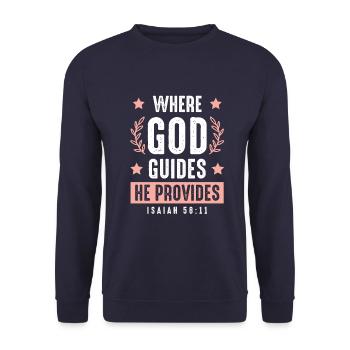 God directs the Bible - Unisex Sweatshirt - navy - Front - Alina (178cm) & Michal (187cm)