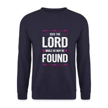 God Bible Proverb - Unisex Sweatshirt - navy - Front - Alina (178cm) & Michal (187cm)