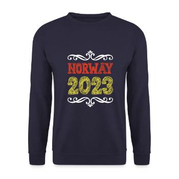 Norway 2023 Norwegen Urlaub - Unisex Pullover - Navy - Vorne - Alina (178cm) & Michal (187cm)