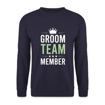 Groom Team - Unisex Pullover - Navy - Vorne - Alina (178cm) & Michal (187cm)