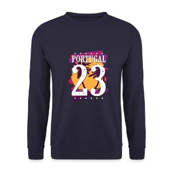Portugal 23 Jersey 2023 - Unisex Sweatshirt - navy - Front - Alina (178cm) & Michal (187cm)