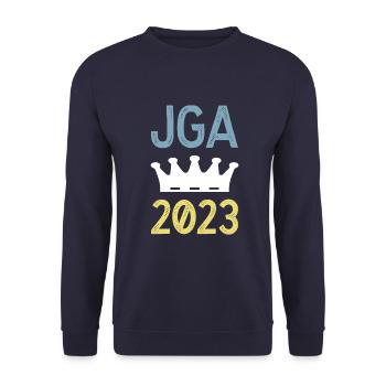 Jga 2023 Junggesellenabschied - Unisex Pullover - Navy - Vorne - Alina (178cm) & Michal (187cm)