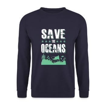 save the ocean - Unisex Pullover - Navy - Vorne - Alina (178cm) & Michal (187cm)