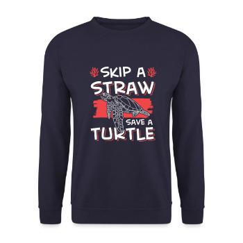save the ocean schildkröte - Unisex Pullover - Navy - Vorne - Alina (178cm) & Michal (187cm)