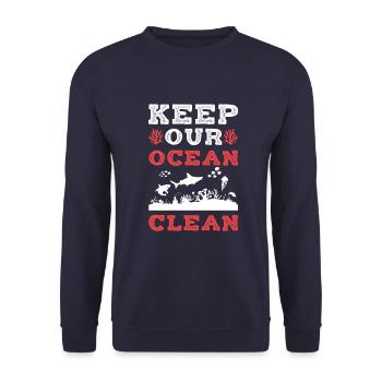 ozean sauber halten - Unisex Pullover - Navy - Vorne - Alina (178cm) & Michal (187cm)