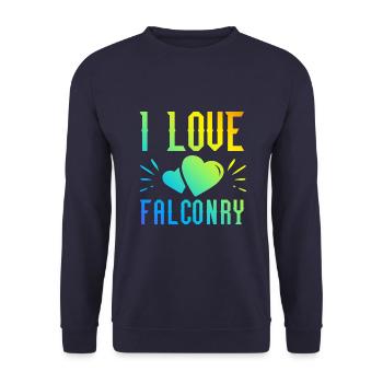 Ich liebe Falknerei - Unisex Pullover - Navy - Vorne - Alina (178cm) & Michal (187cm)