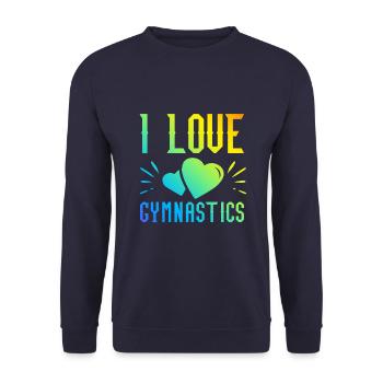 Ich liebe Gymnastik - Unisex Pullover - Navy - Vorne - Alina (178cm) & Michal (187cm)